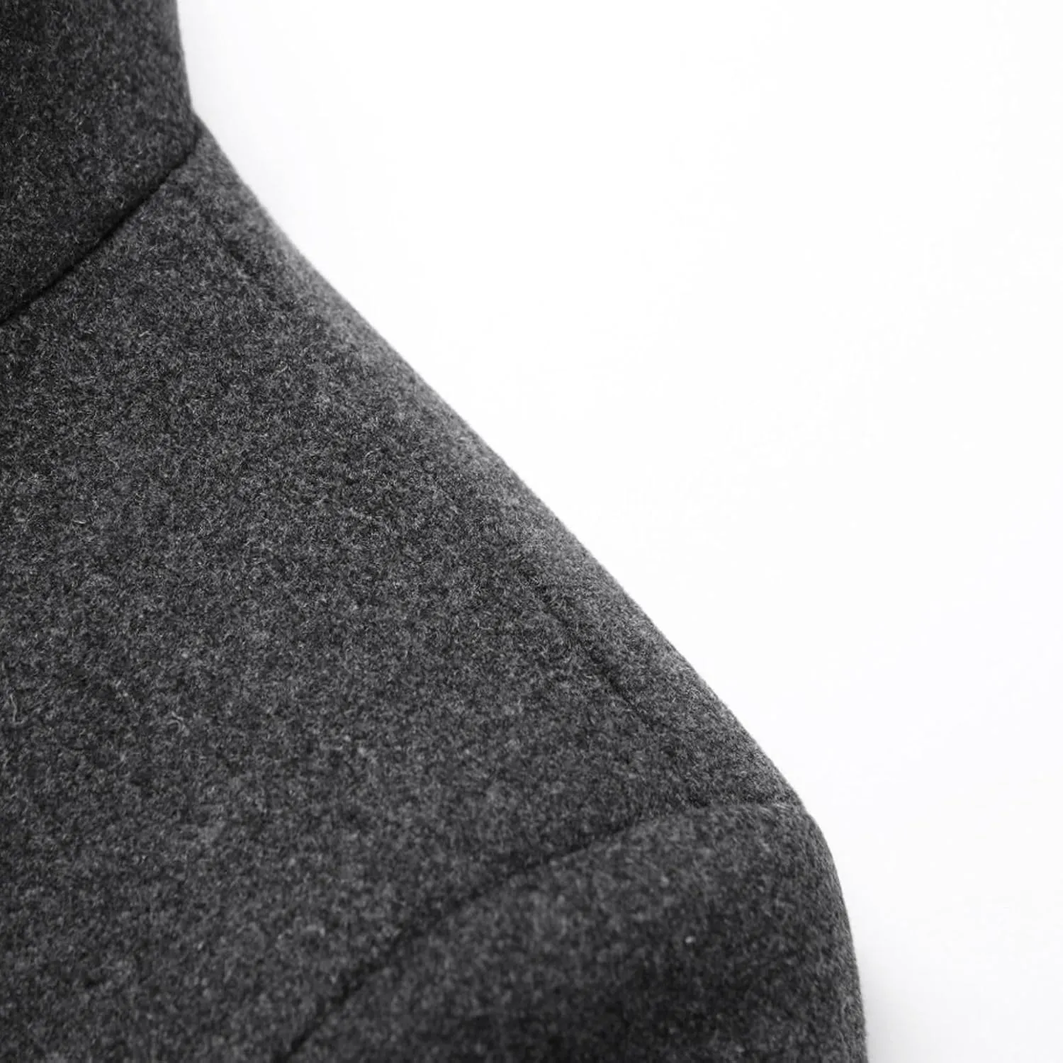 Lu's Chic Men's Slim Fit Wool Jackets & Coats Quilted Single Breasted Top Coat Business Casual Band Collar Trench Coats