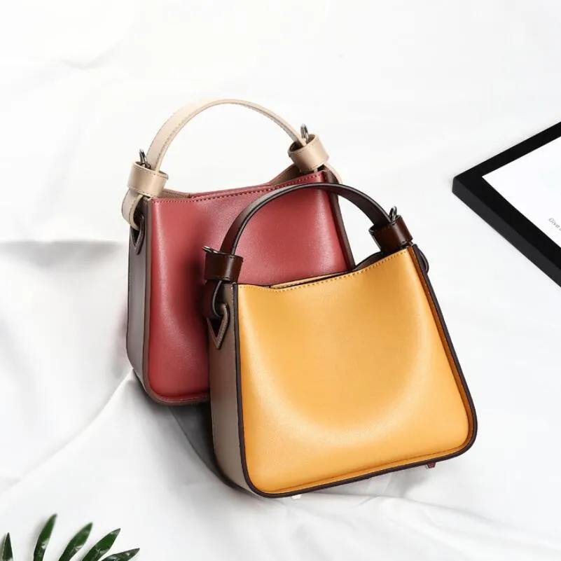 Lush Genuine Leather Bucket Tote Bag