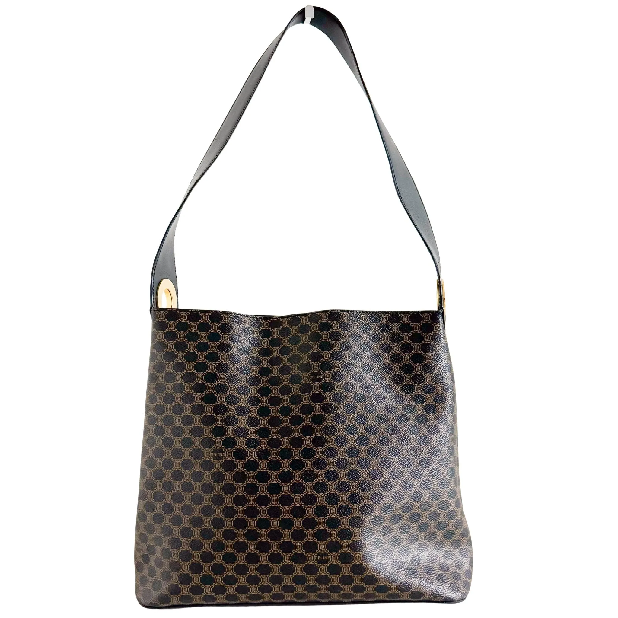 Macadam Triomphe Black Canvas Circle Logo Shoulder Tote