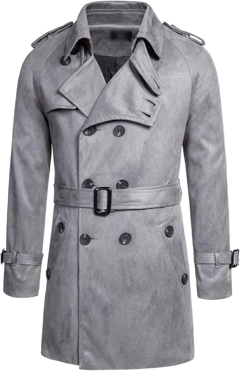 Maiyifu-GJ Men Double Breasted Trench Coat Wool Blend Belted Winter Long Trenchcoat Casual Lapel Windbreaker Jacket Overcoat