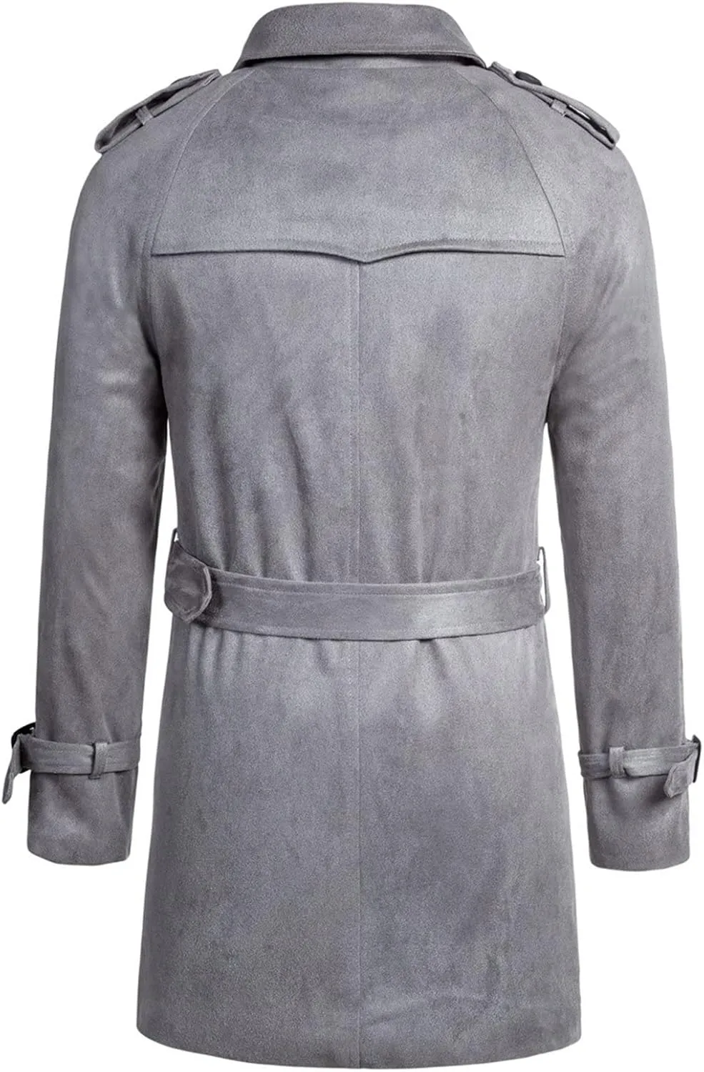 Maiyifu-GJ Men Double Breasted Trench Coat Wool Blend Belted Winter Long Trenchcoat Casual Lapel Windbreaker Jacket Overcoat