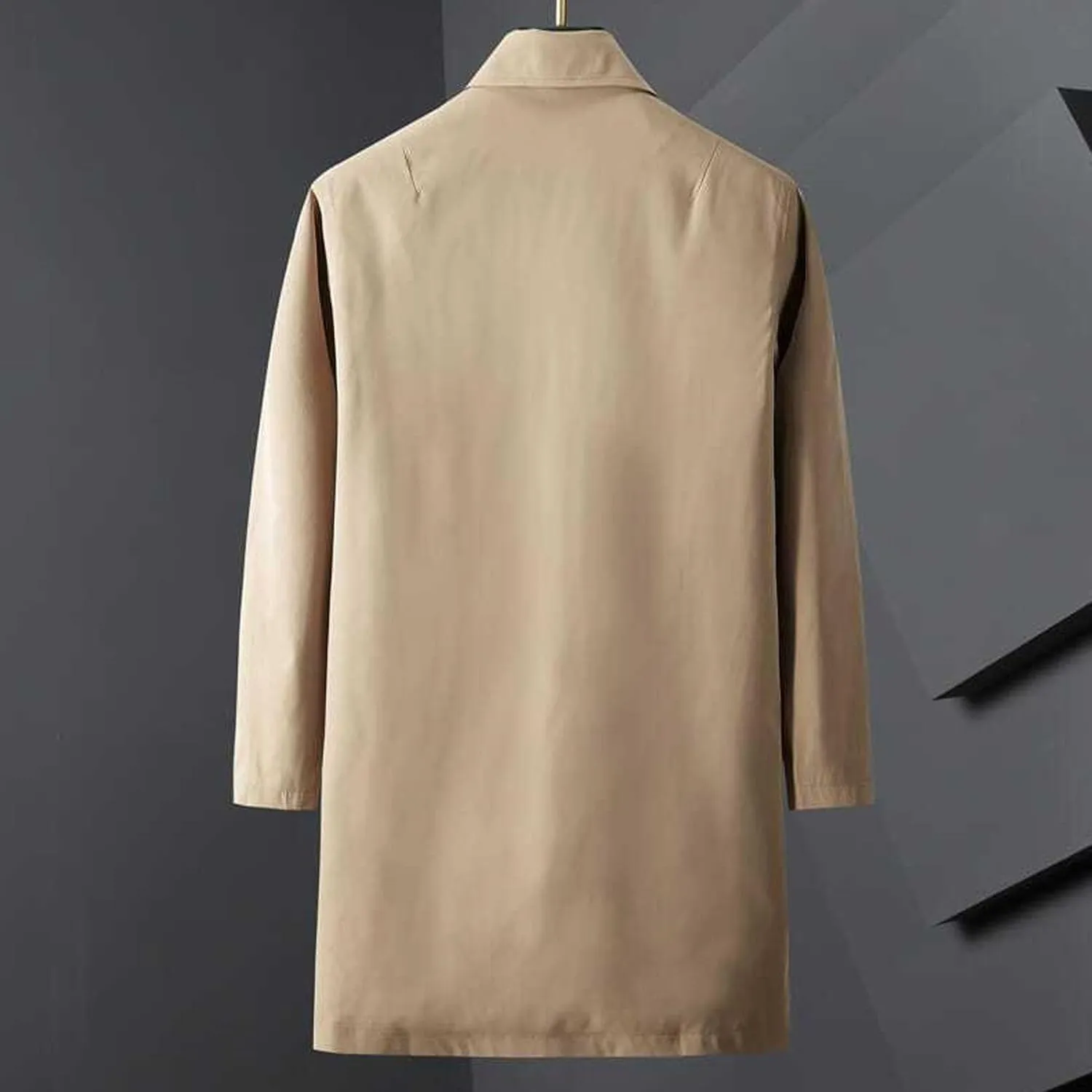 Maiyifu-GJ Mens Windbreaker Lapel Trench Coat Spring Fall Windproof Overcoat Casual Slim fit Single Breasted Long Jacket
