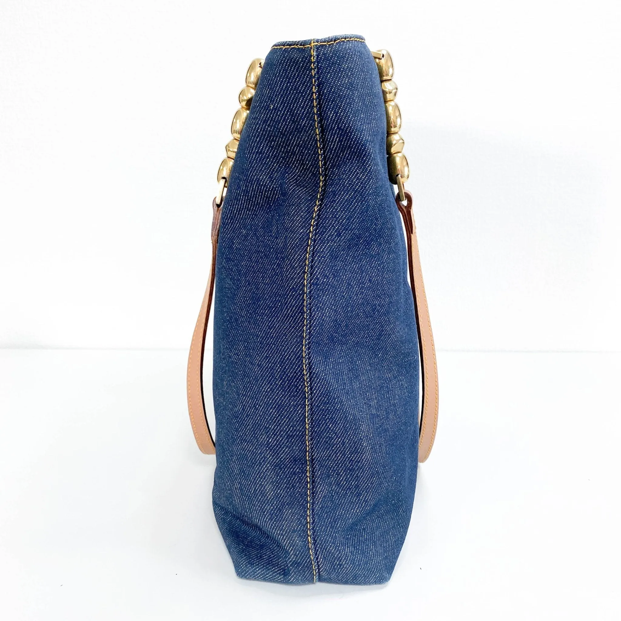 Malice Pearl Denim Tote Bag