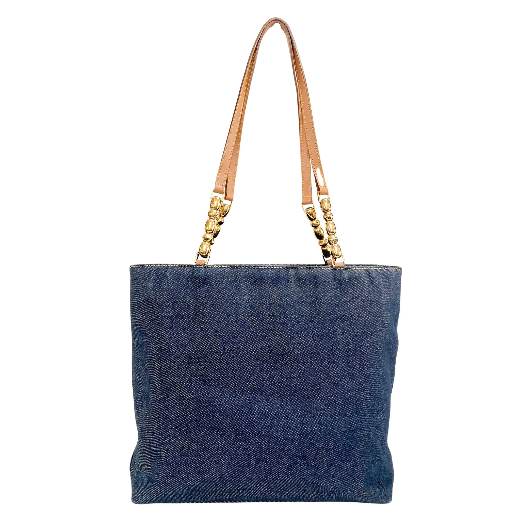 Malice Pearl Denim Tote Bag
