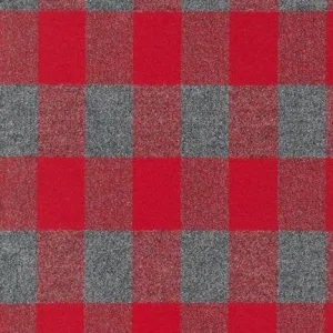 Mammoth Cotton Flannel, "Cozy Cabin" Buffalo Check, Red and Grey, 1/4 yard
