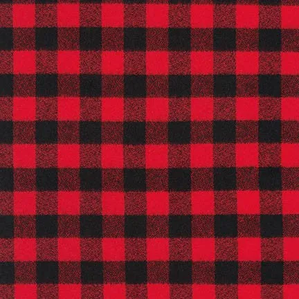 Mammoth Flannel "Baby Bunyan" Check, Red and Black Fabric, 1/4 yard