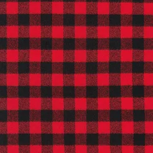 Mammoth Flannel "Baby Bunyan" Check, Red and Black Fabric, 1/4 yard