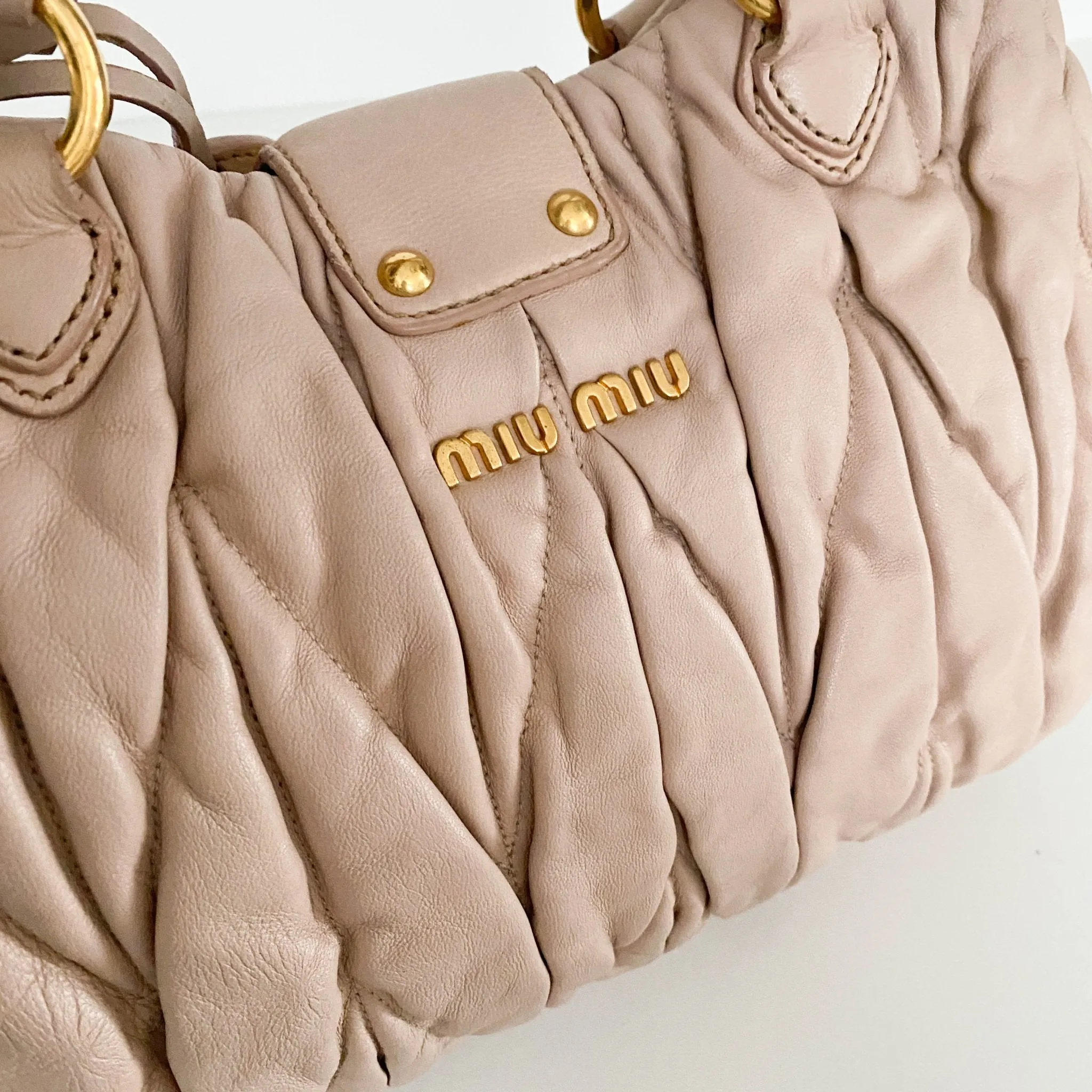Matelassé Lambskin Leather Beige Tote Handbag