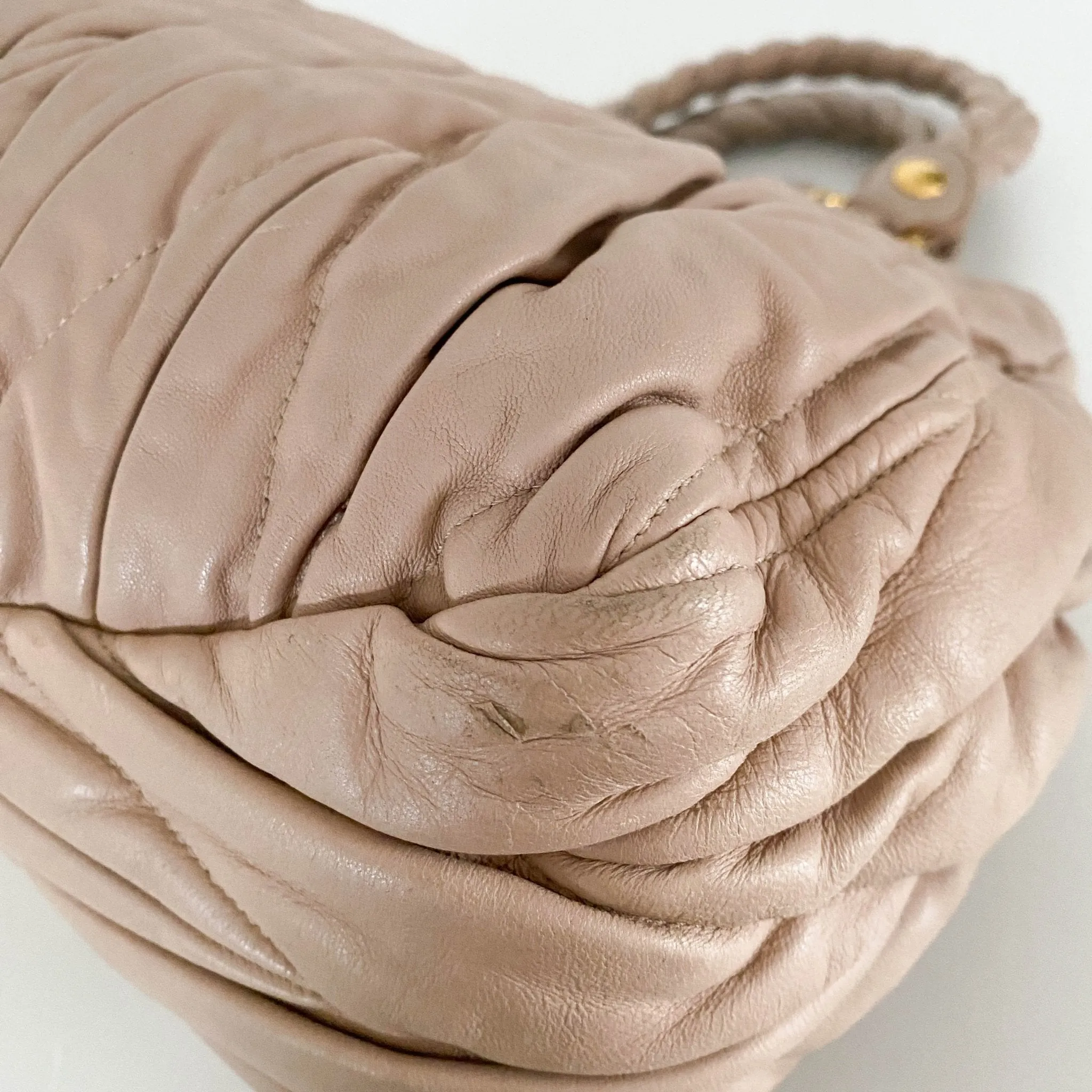 Matelassé Lambskin Leather Beige Tote Handbag