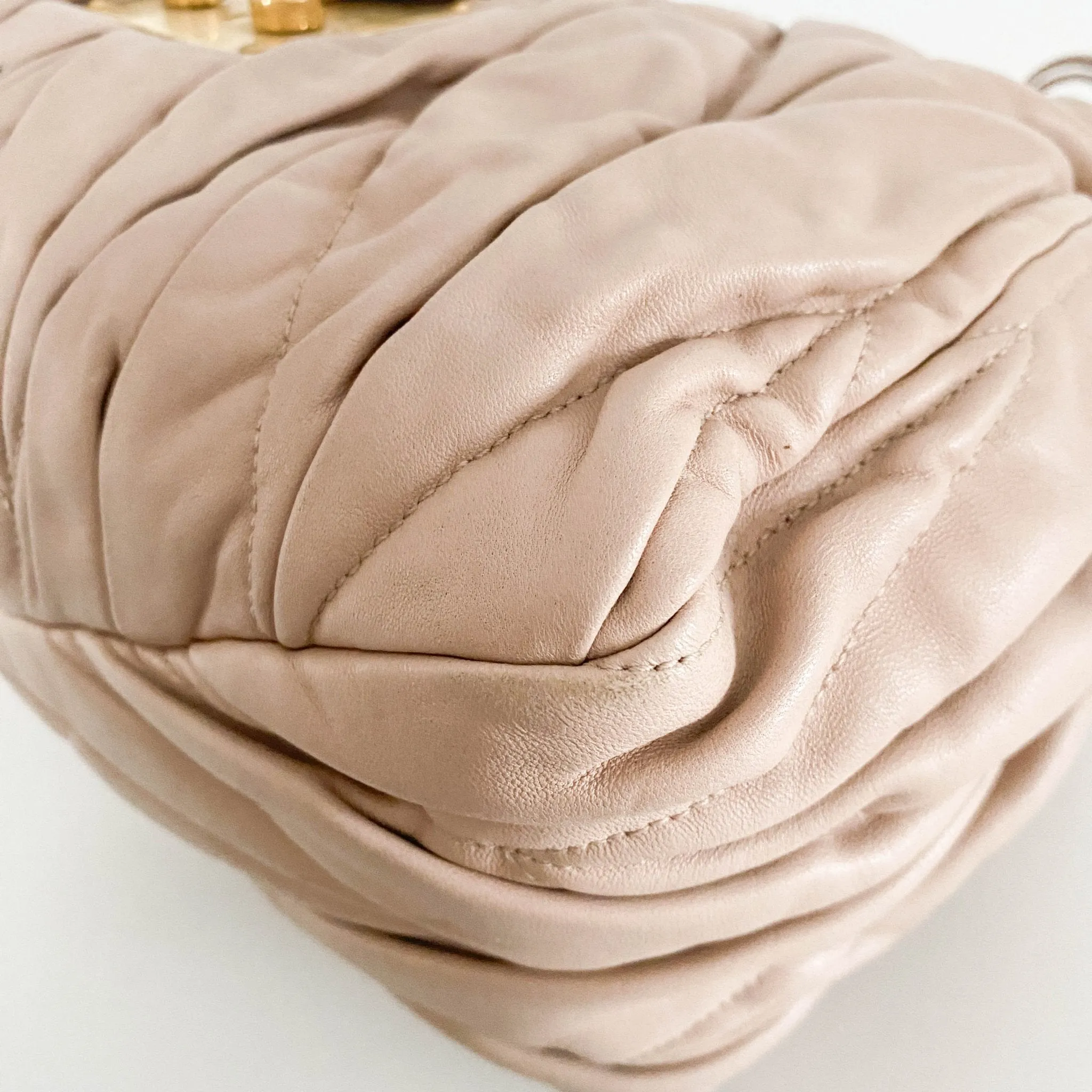 Matelassé Lambskin Leather Beige Tote Handbag