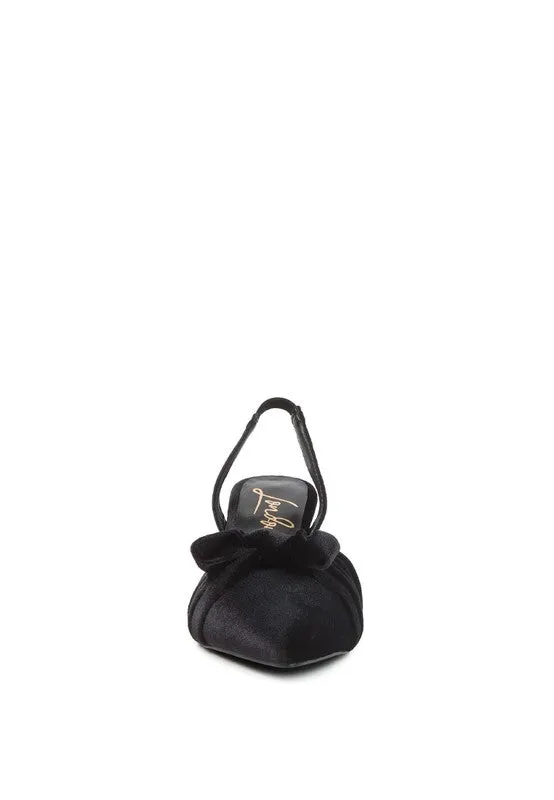 Mayfair Red or Black Velvet High Heel Mule Slingback Sandals