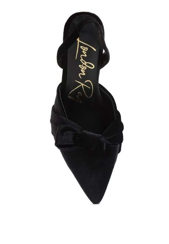 Mayfair Red or Black Velvet High Heel Mule Slingback Sandals