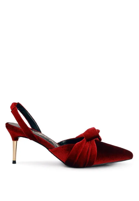 Mayfair Red or Black Velvet High Heel Mule Slingback Sandals