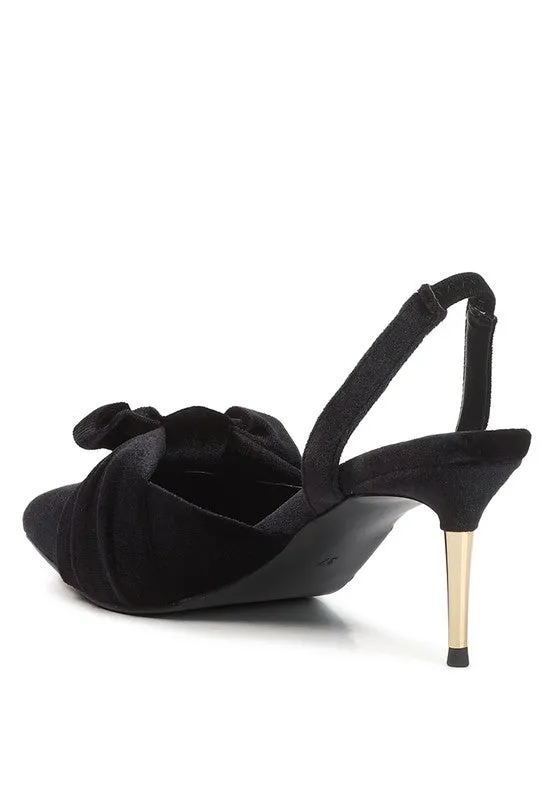 Mayfair Red or Black Velvet High Heel Mule Slingback Sandals