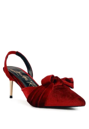 Mayfair Red or Black Velvet High Heel Mule Slingback Sandals