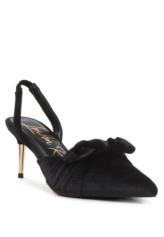Mayfair Red or Black Velvet High Heel Mule Slingback Sandals