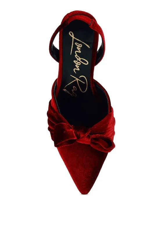 Mayfair Red or Black Velvet High Heel Mule Slingback Sandals