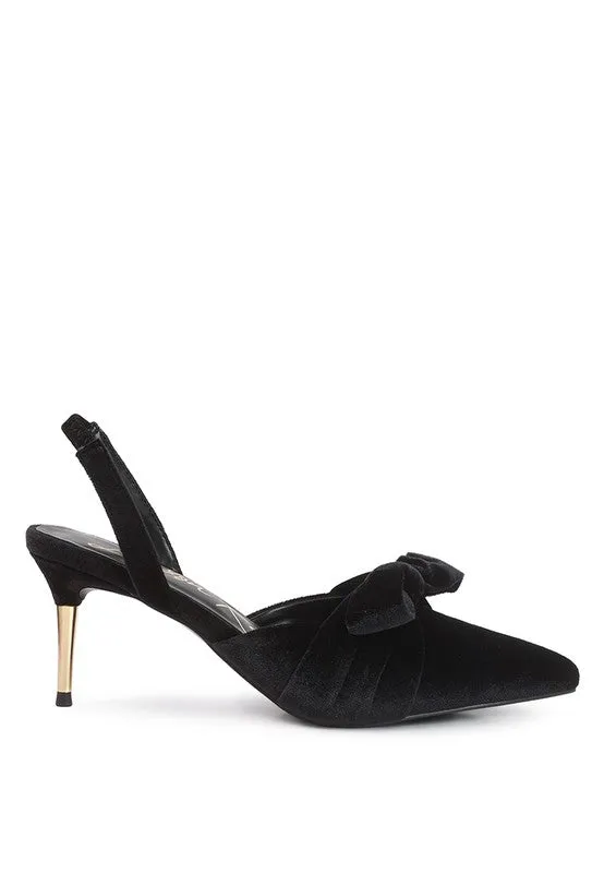 Mayfair Red or Black Velvet High Heel Mule Slingback Sandals