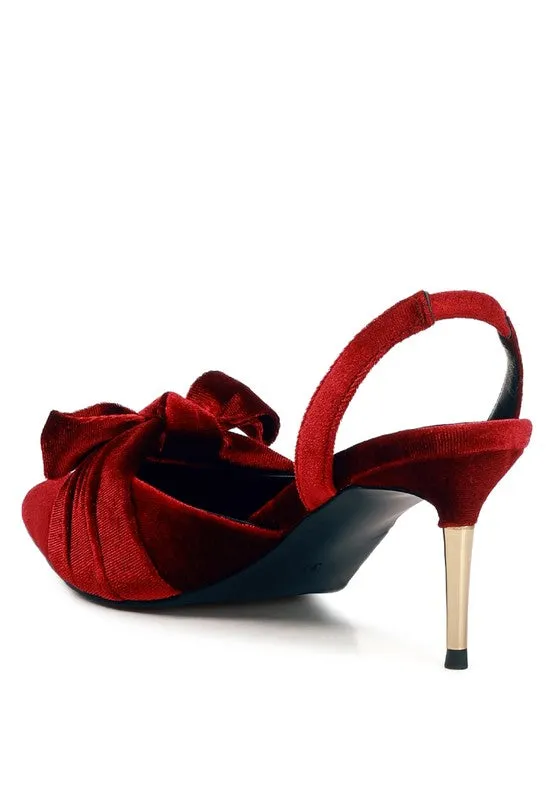 Mayfair Red or Black Velvet High Heel Mule Slingback Sandals