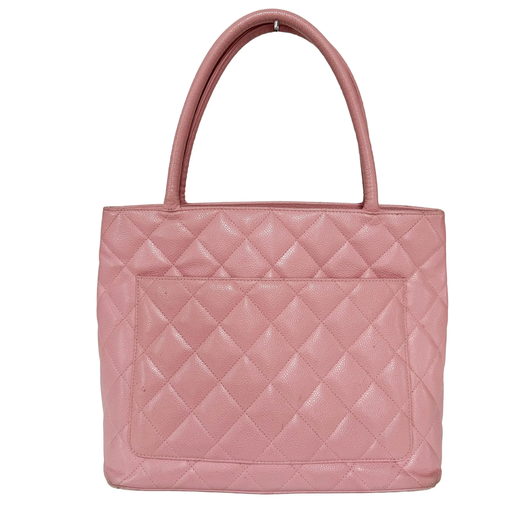 Medallion Tote Pink Caviar Skin Leather