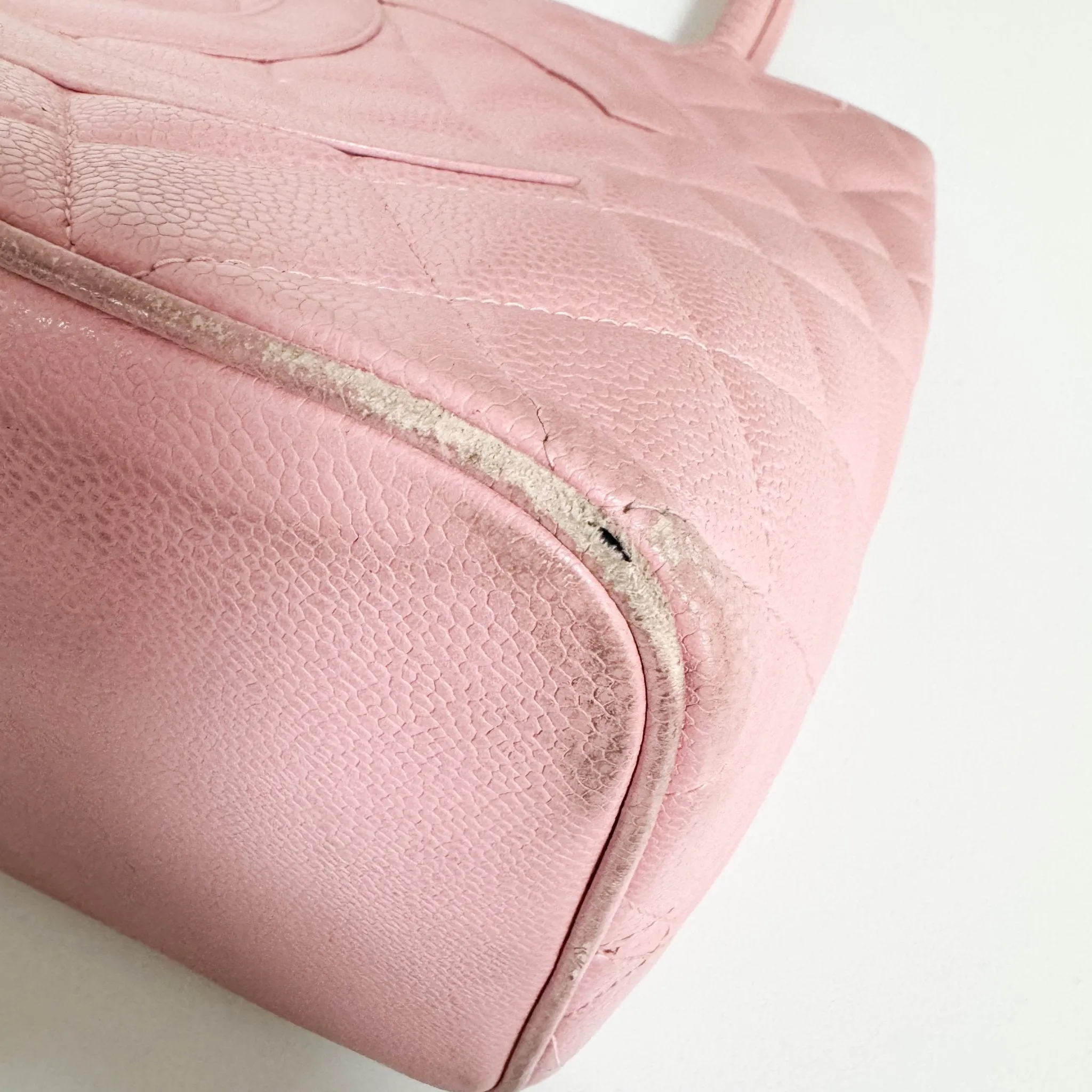 Medallion Tote Pink Caviar Skin Leather