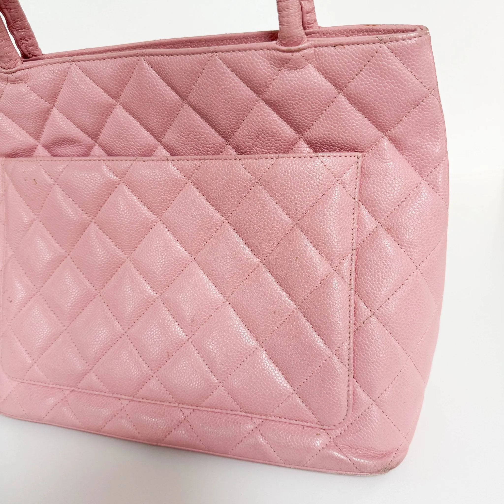 Medallion Tote Pink Caviar Skin Leather