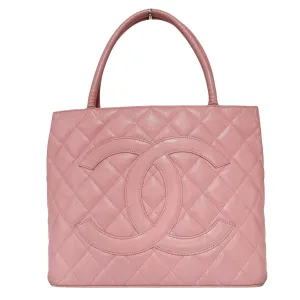 Medallion Tote Pink Caviar Skin Leather
