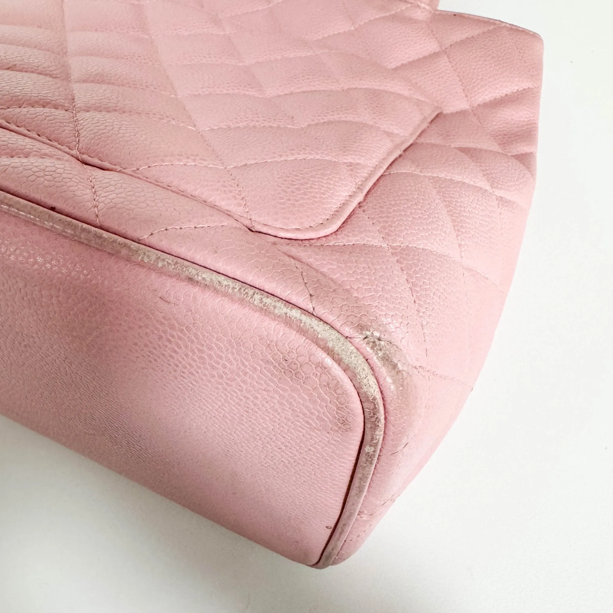 Medallion Tote Pink Caviar Skin Leather