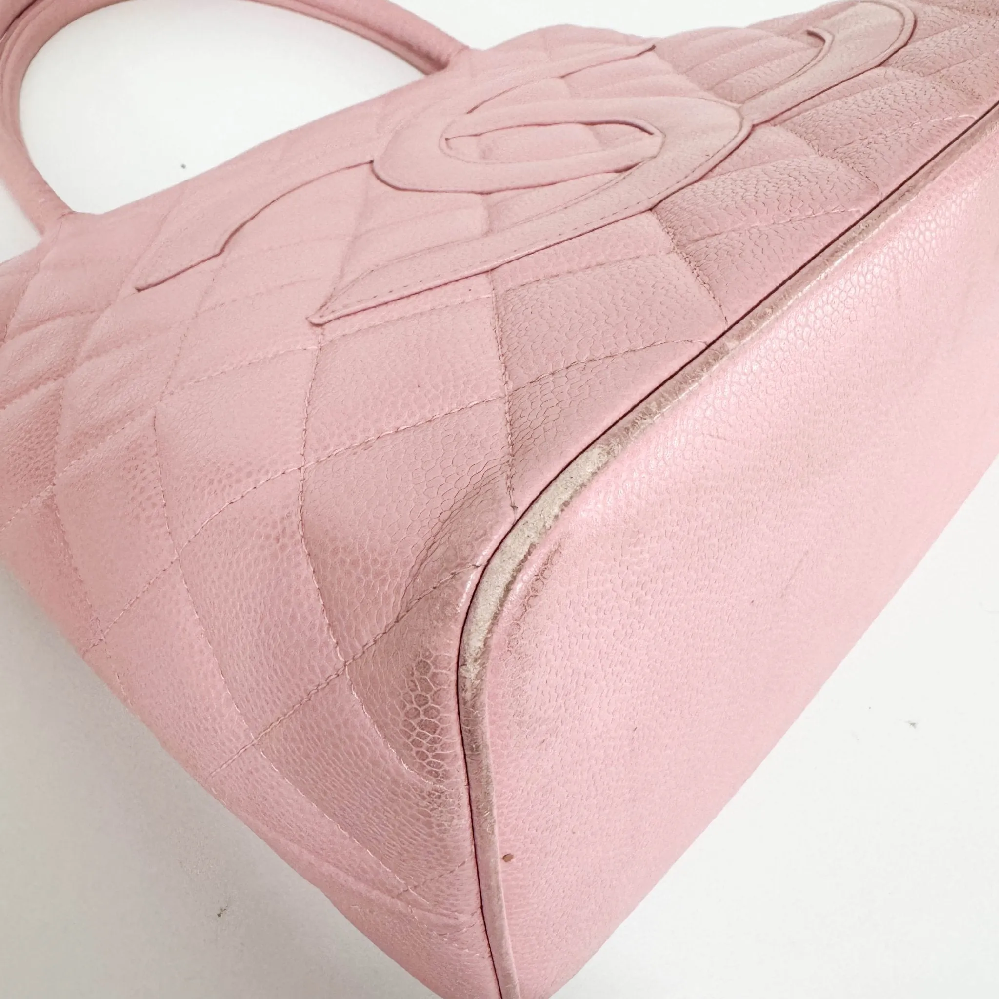Medallion Tote Pink Caviar Skin Leather