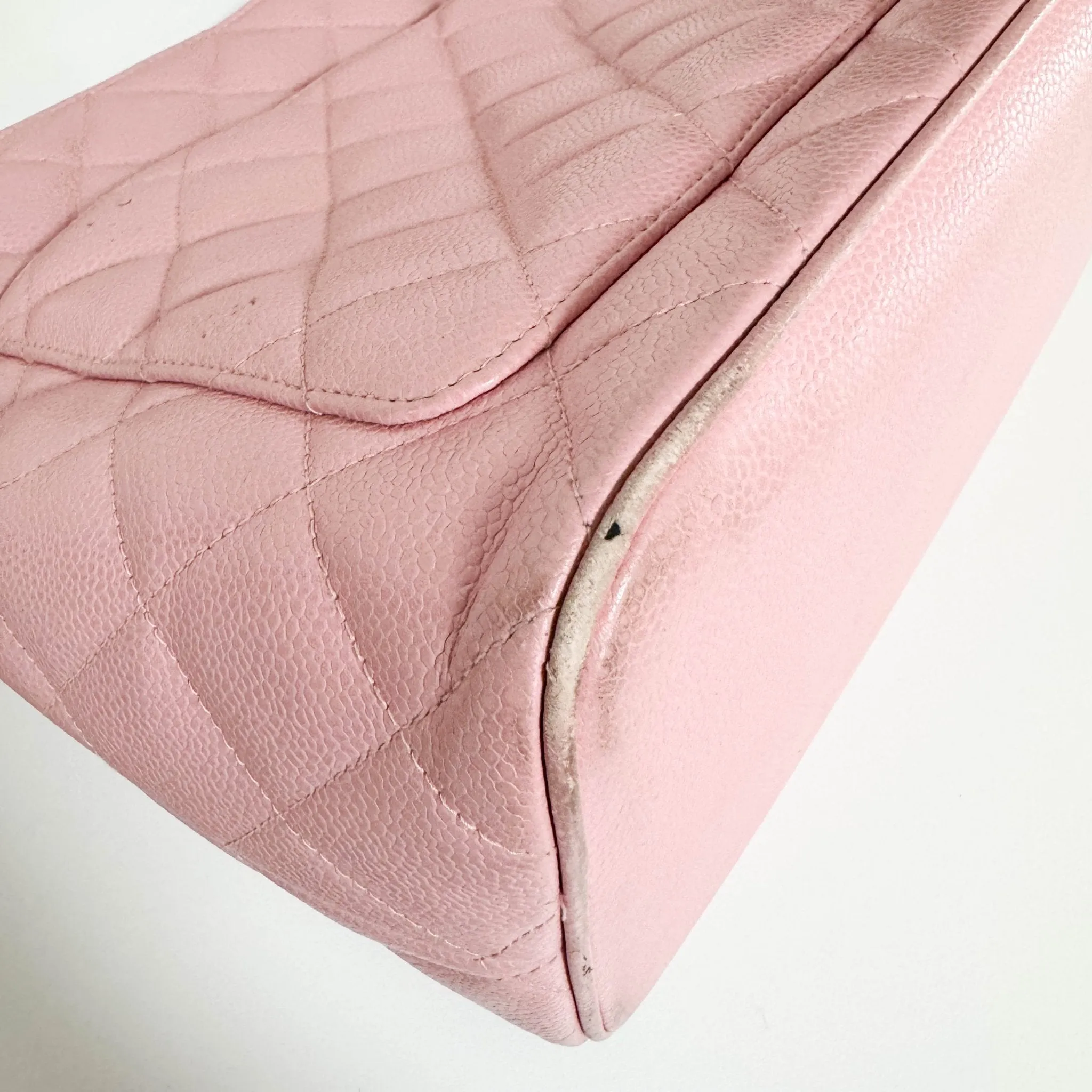 Medallion Tote Pink Caviar Skin Leather