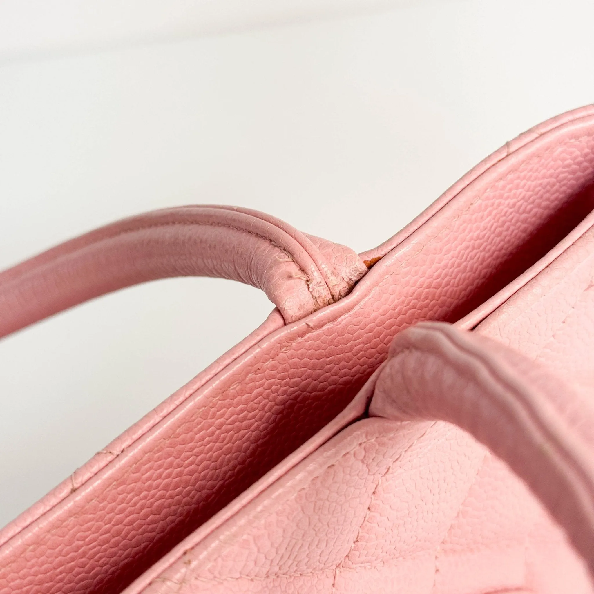 Medallion Tote Pink Caviar Skin Leather