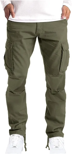 Men's Cargo Pants Slim Fit Casual Stretchy Sweatpants Active Athletic Fashion Jogger Hiking Pants Military Combat Pants
