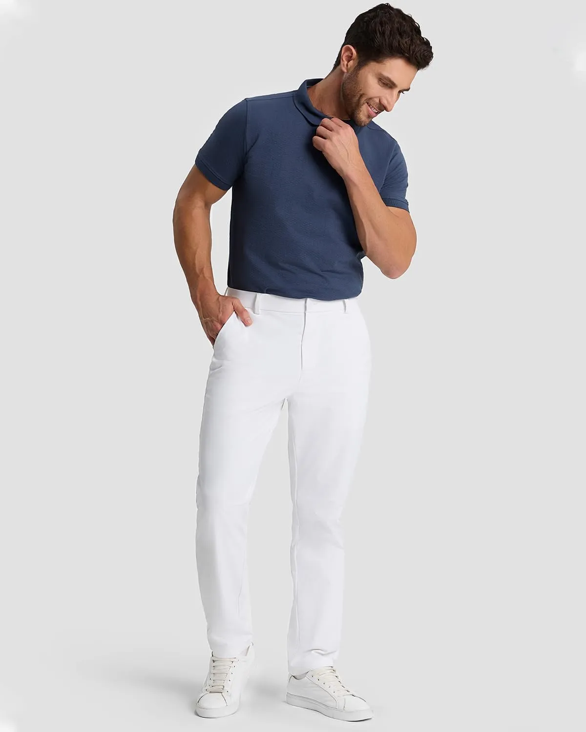 Mens Classic Fit Golf Pants Stretch Work Dress Pants 30''/32''/34'' Lightweight Casual Pants with Pockets
