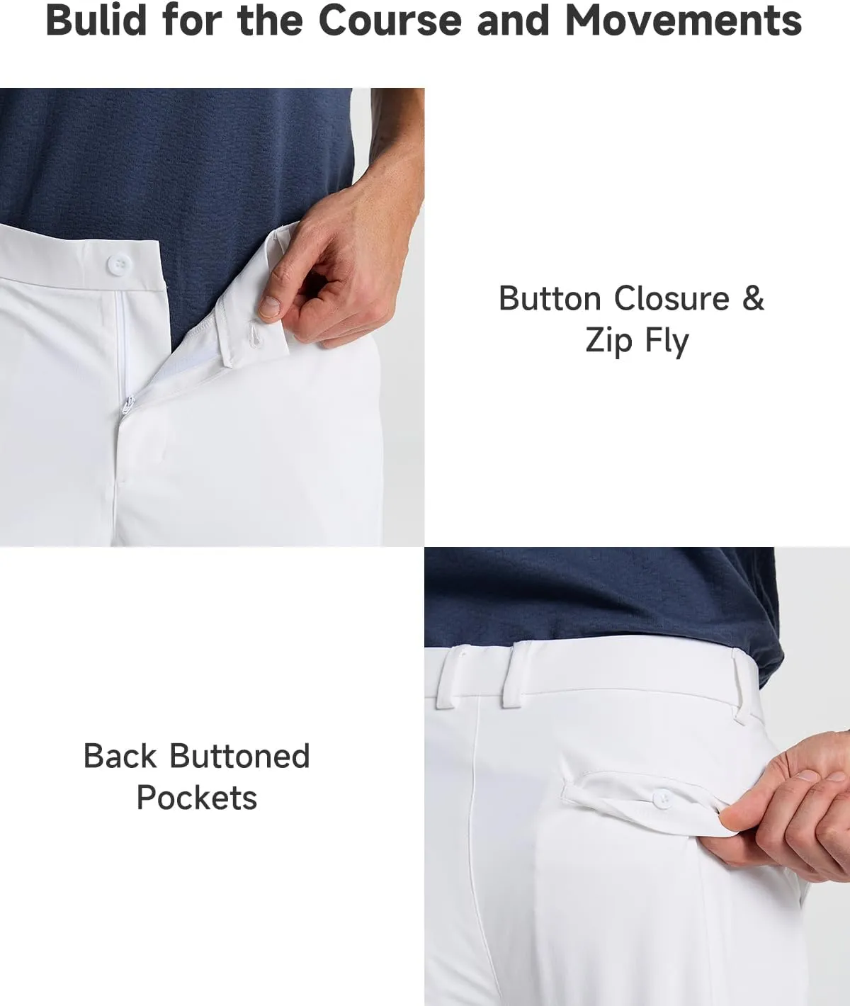 Mens Classic Fit Golf Pants Stretch Work Dress Pants 30''/32''/34'' Lightweight Casual Pants with Pockets