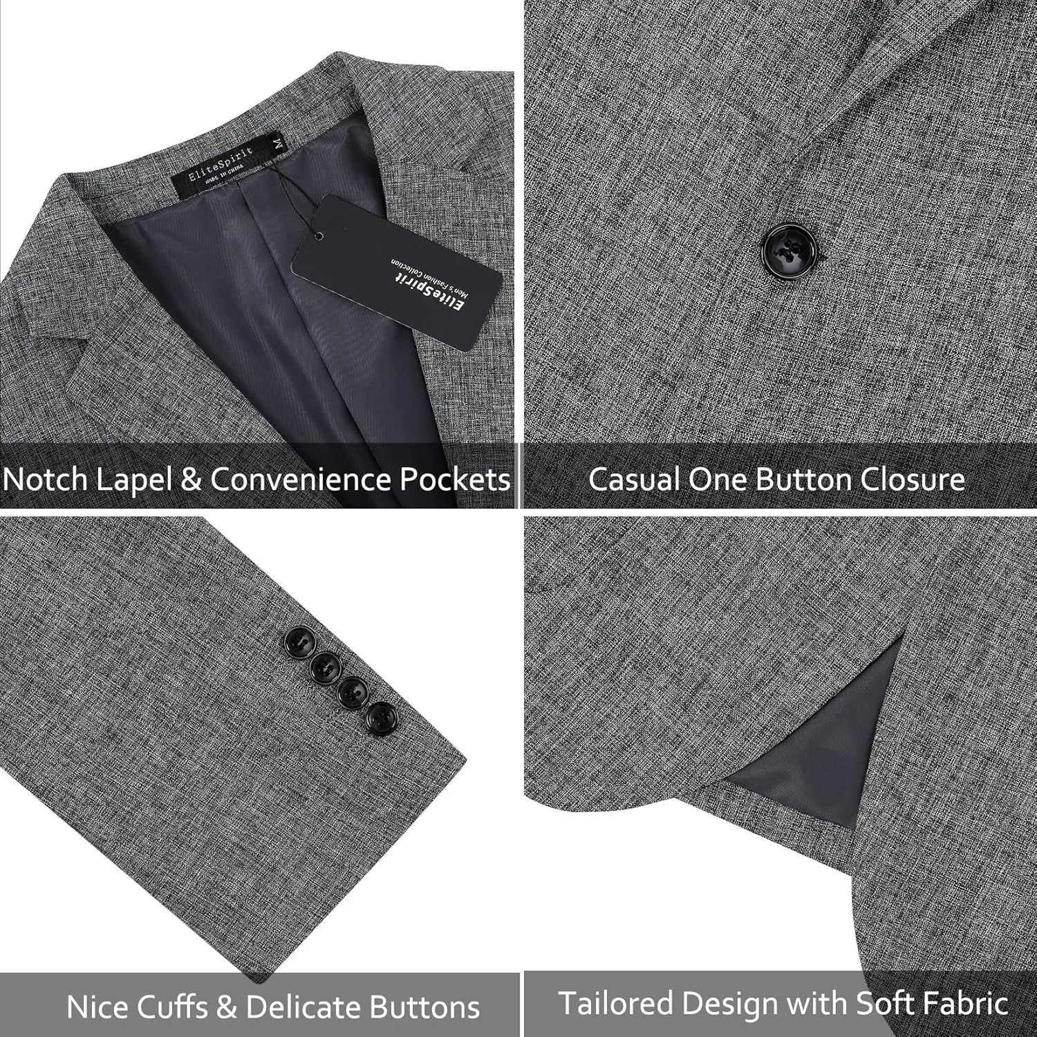 Men's Sport Coats & Blazers Linen Suit Jacket Casual Blazer for Men One Button