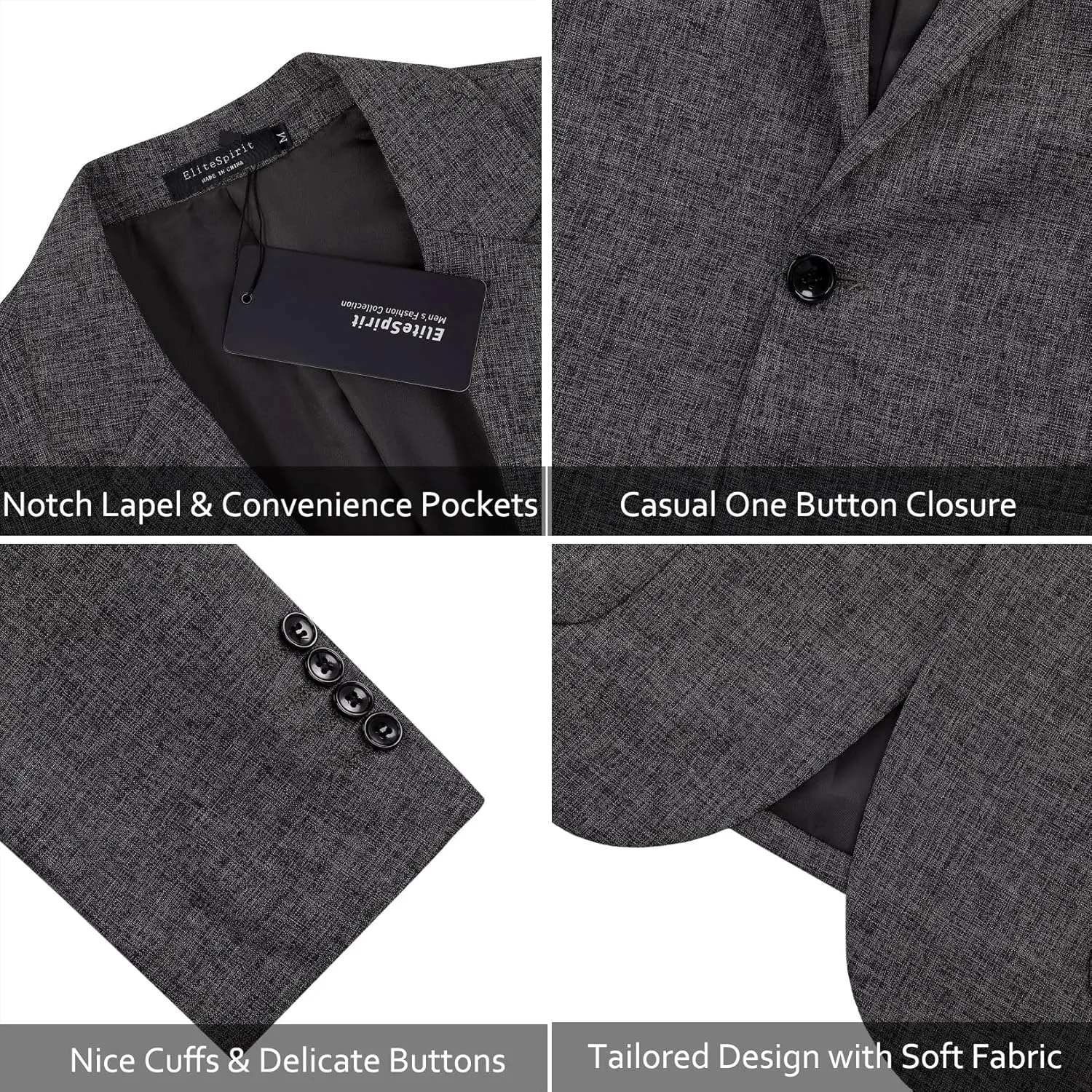 Men's Sport Coats & Blazers Linen Suit Jacket Casual Blazer for Men One Button