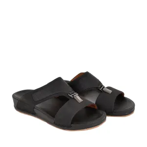 Mens Textured Buckle Detail Sandals Black