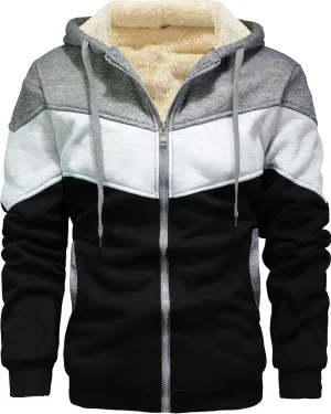 Men's Winter Fleece Thermal Jackets for Men Sherpa Lined Hoodies Warm Thick Jacket Outerwear
