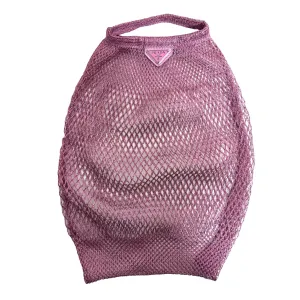 Metallic Purple Mesh Fishnet Tote Bag
