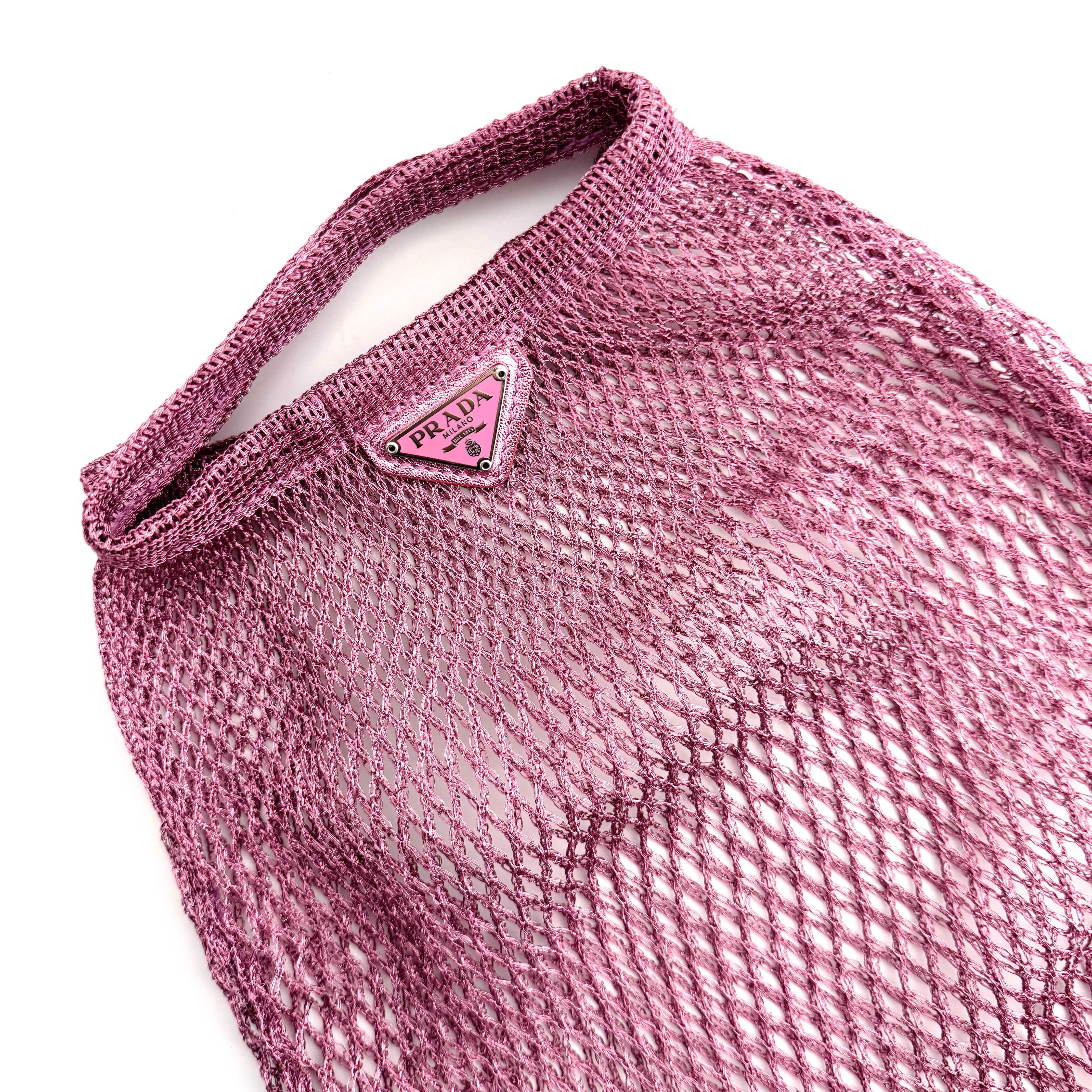 Metallic Purple Mesh Fishnet Tote Bag