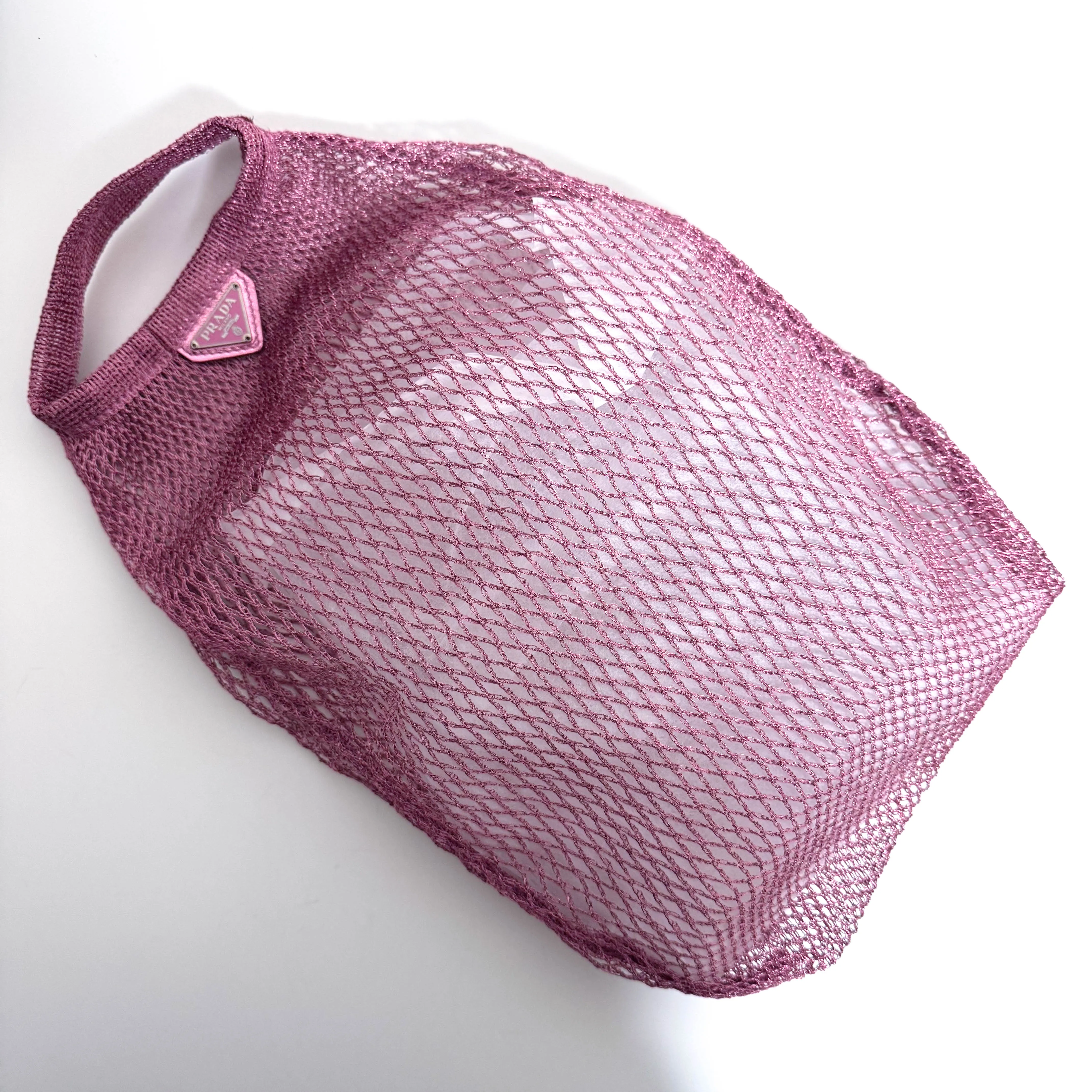 Metallic Purple Mesh Fishnet Tote Bag