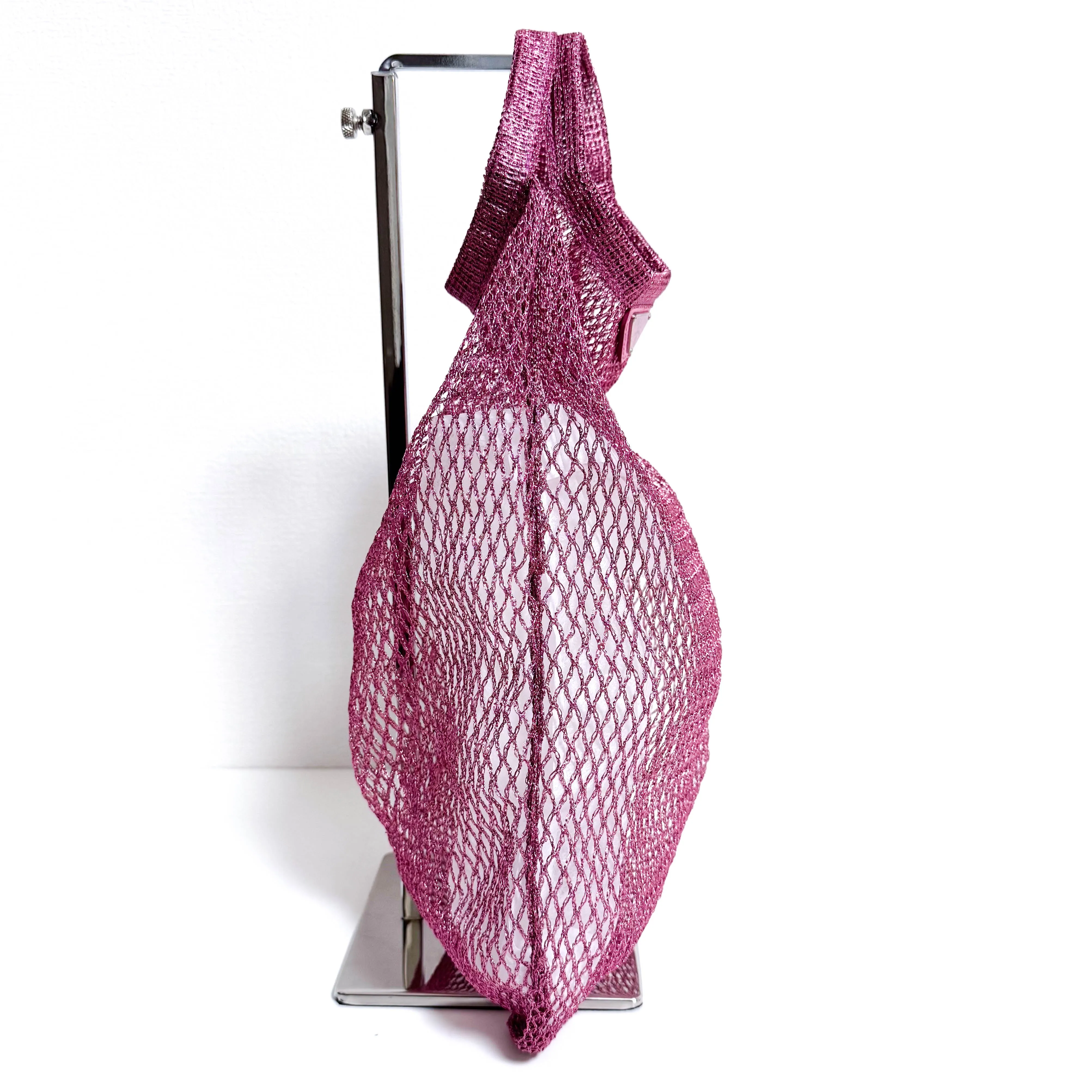 Metallic Purple Mesh Fishnet Tote Bag