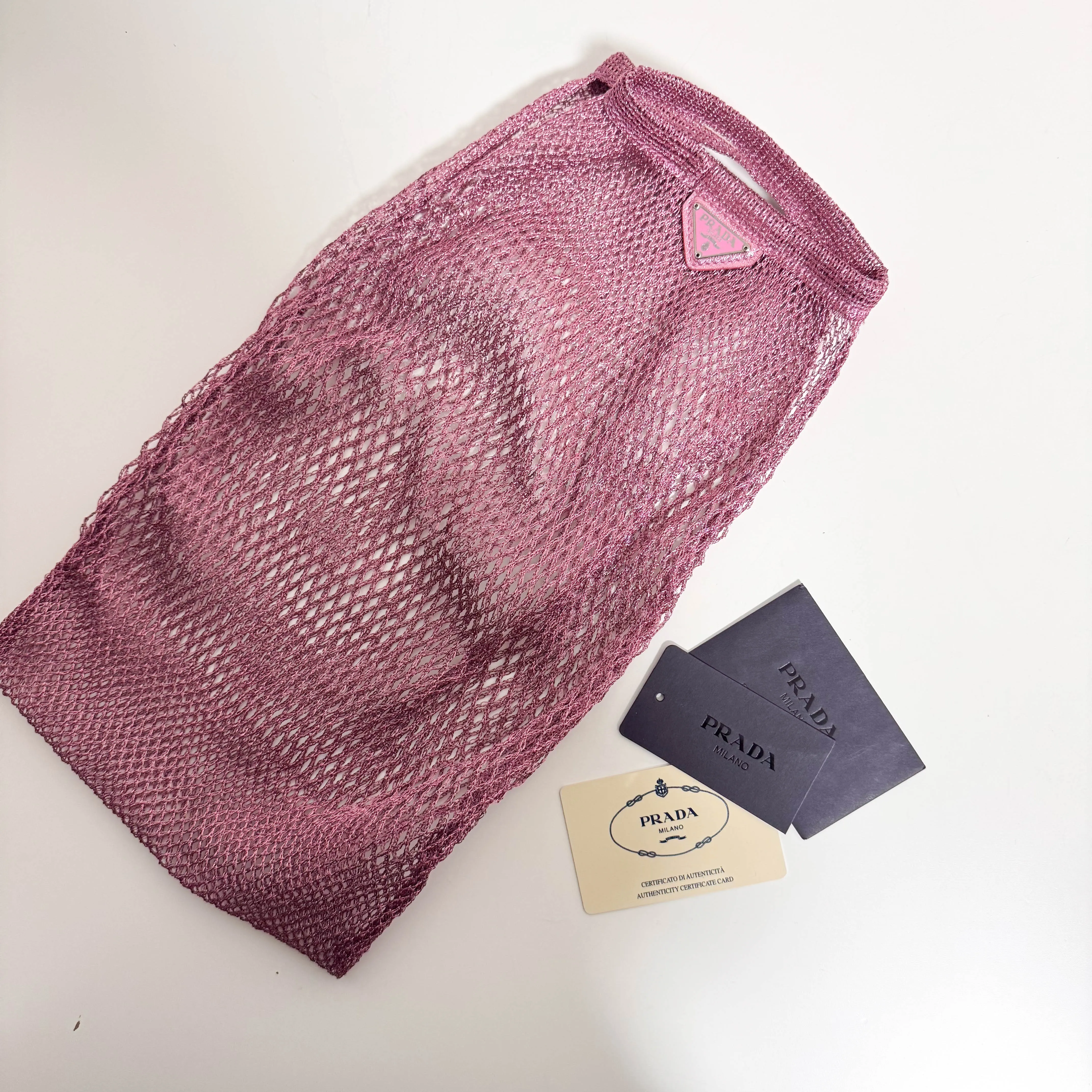 Metallic Purple Mesh Fishnet Tote Bag
