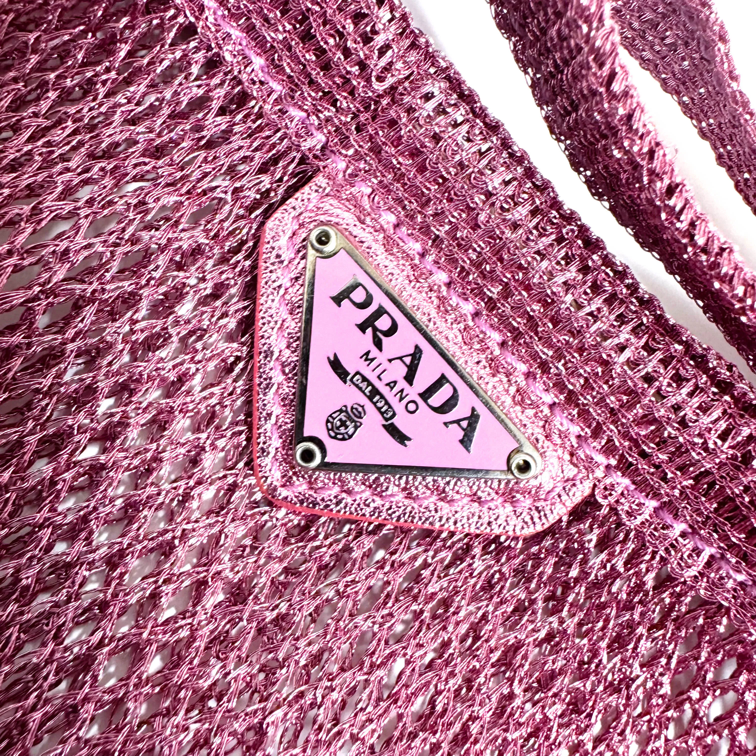 Metallic Purple Mesh Fishnet Tote Bag
