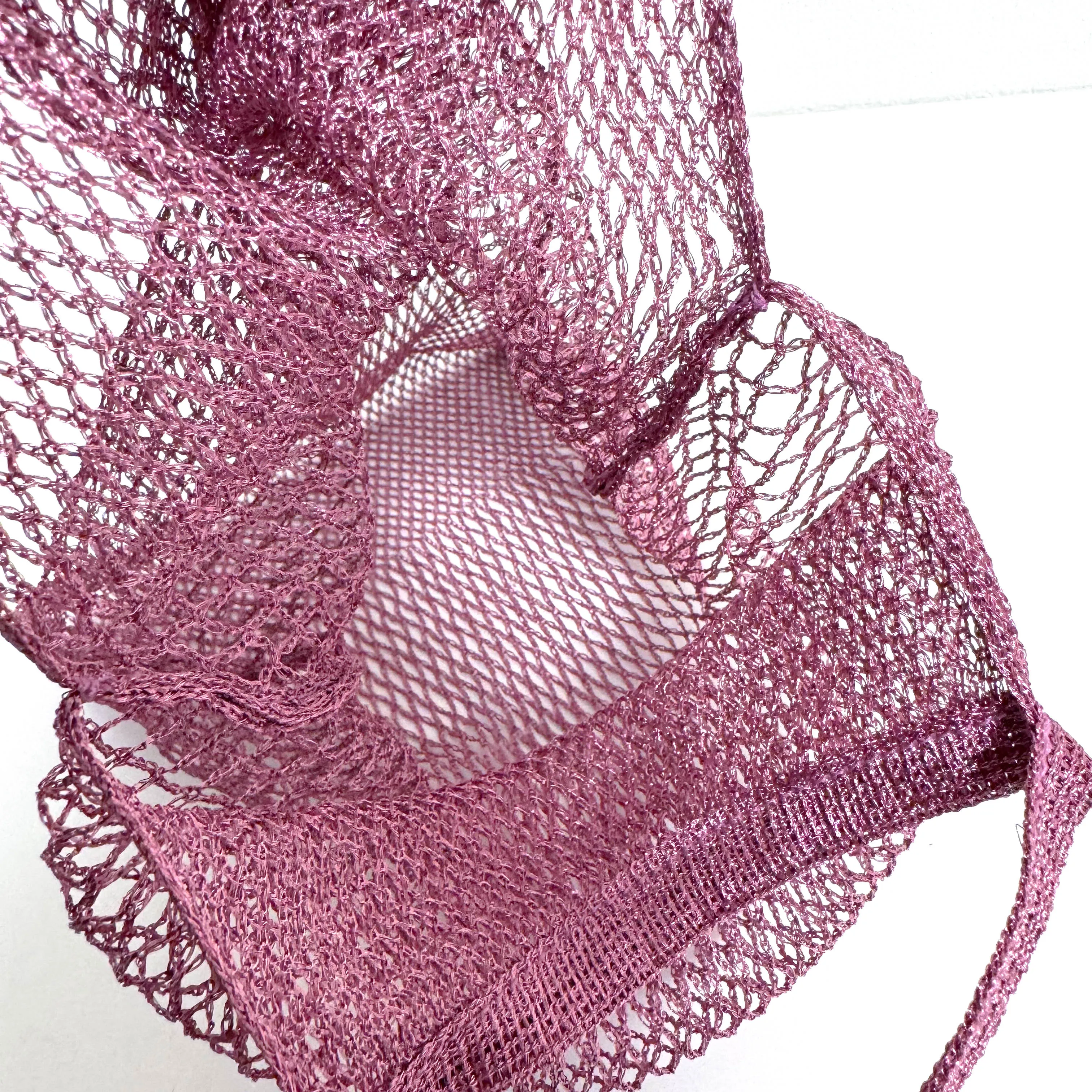 Metallic Purple Mesh Fishnet Tote Bag