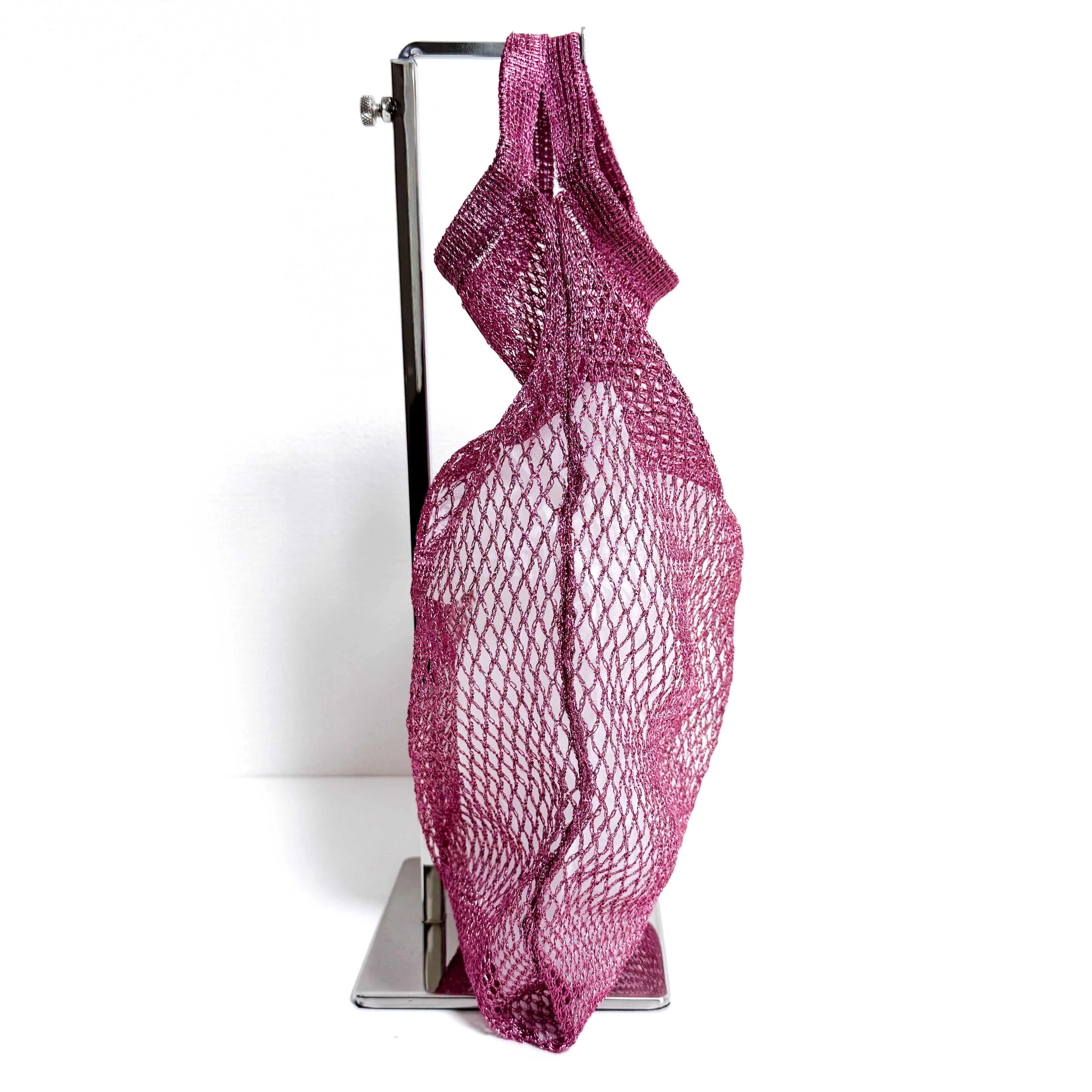 Metallic Purple Mesh Fishnet Tote Bag