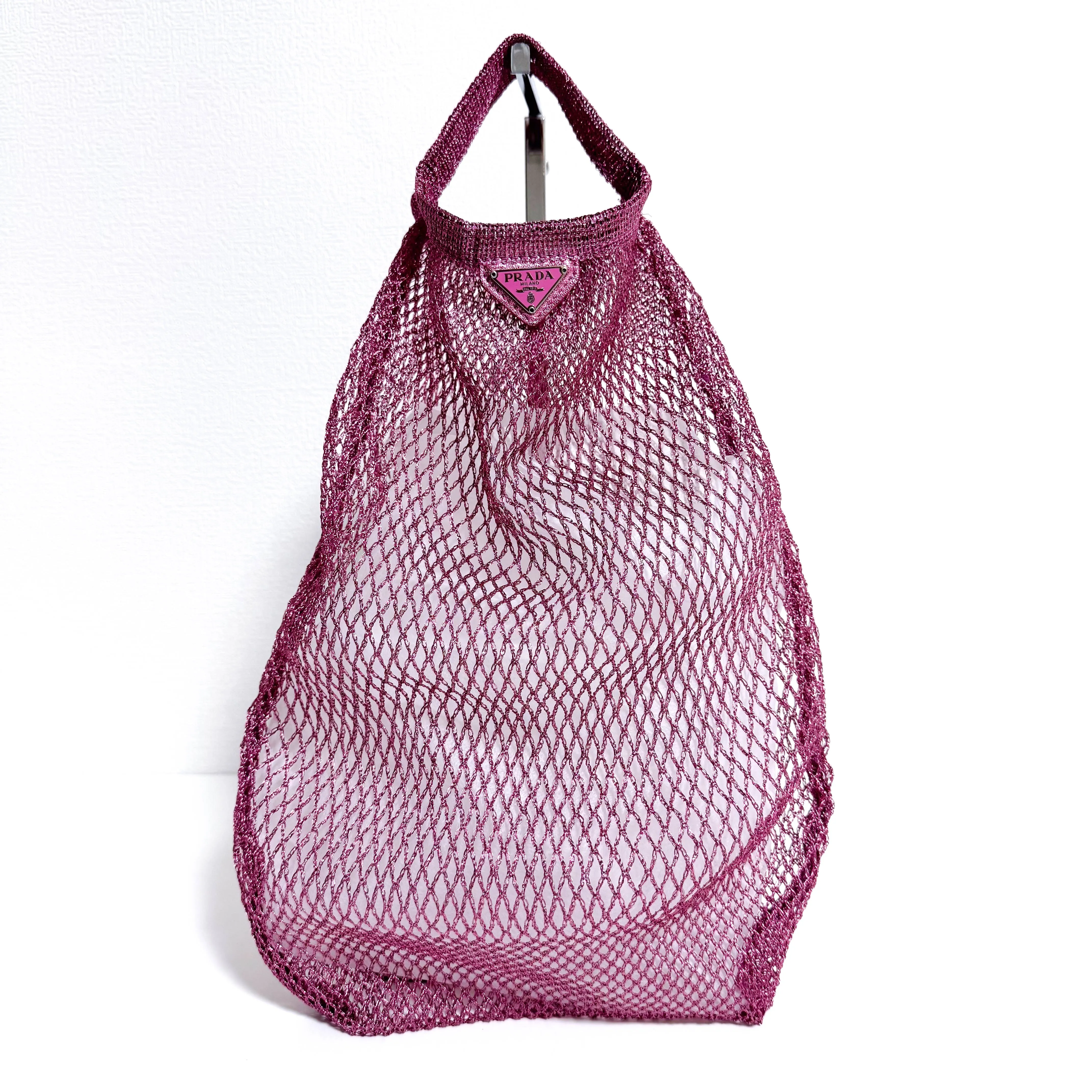 Metallic Purple Mesh Fishnet Tote Bag