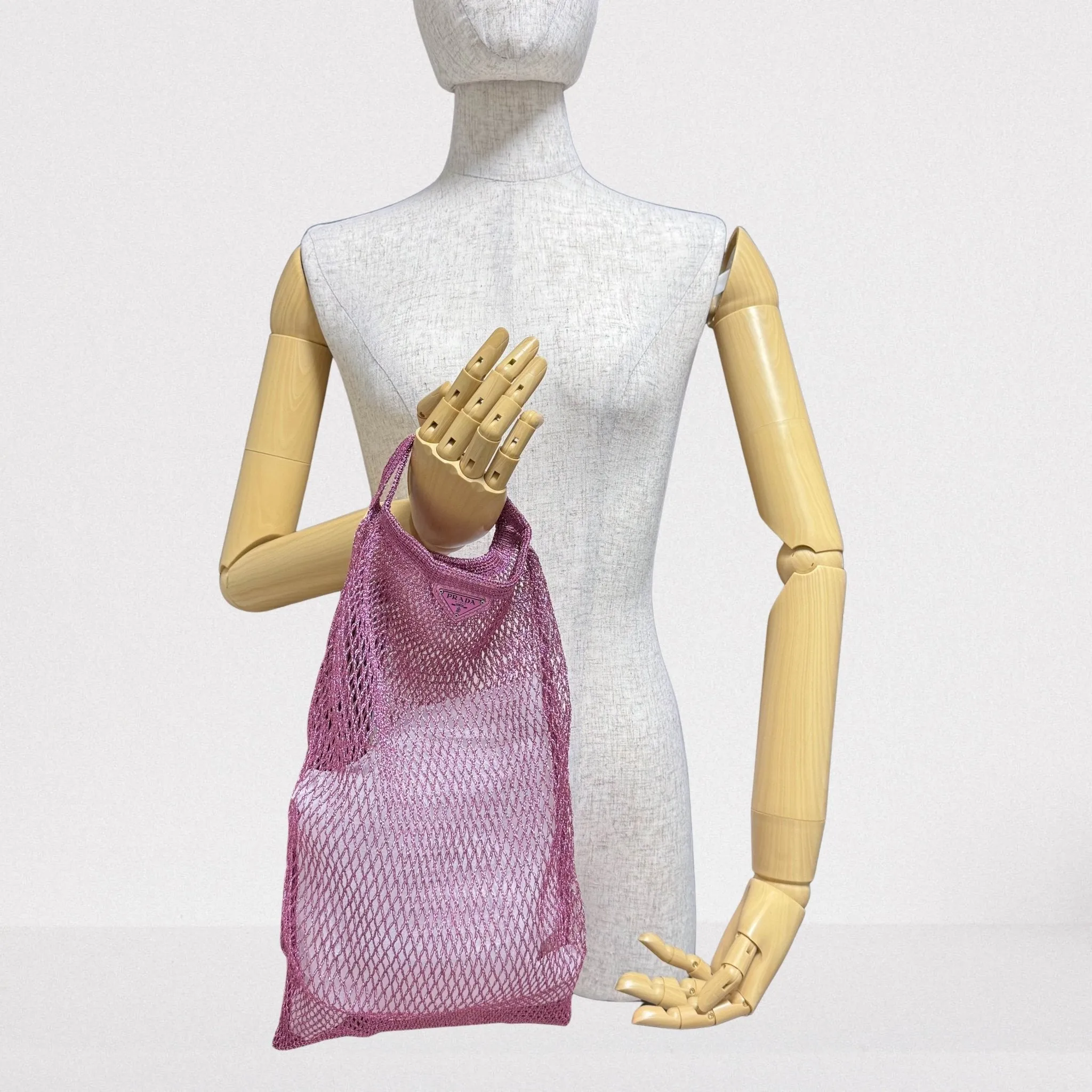 Metallic Purple Mesh Fishnet Tote Bag