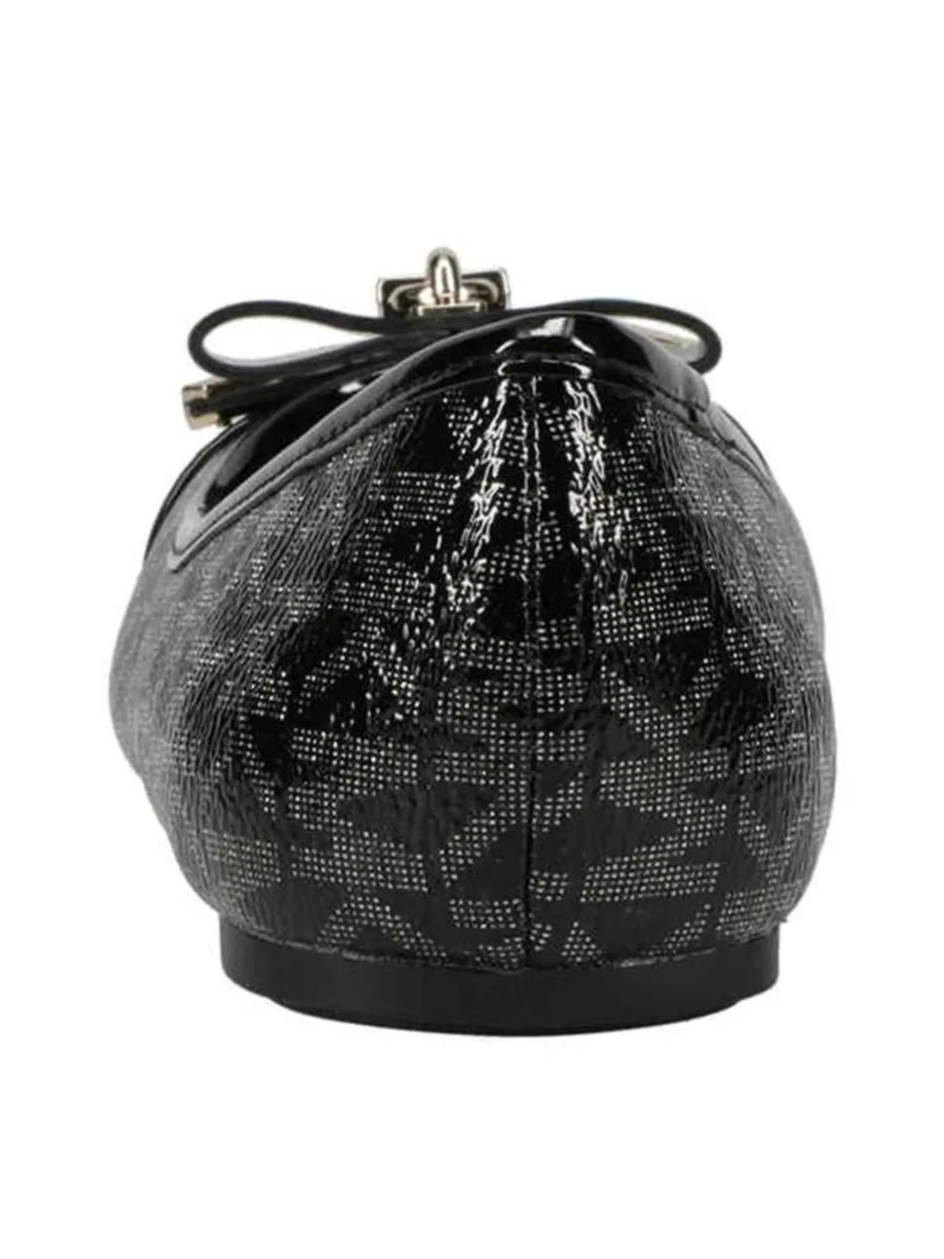 Michael Kors Logo Print Kenya Lock Ballet Shoes Black & Gold_MK100796C-039