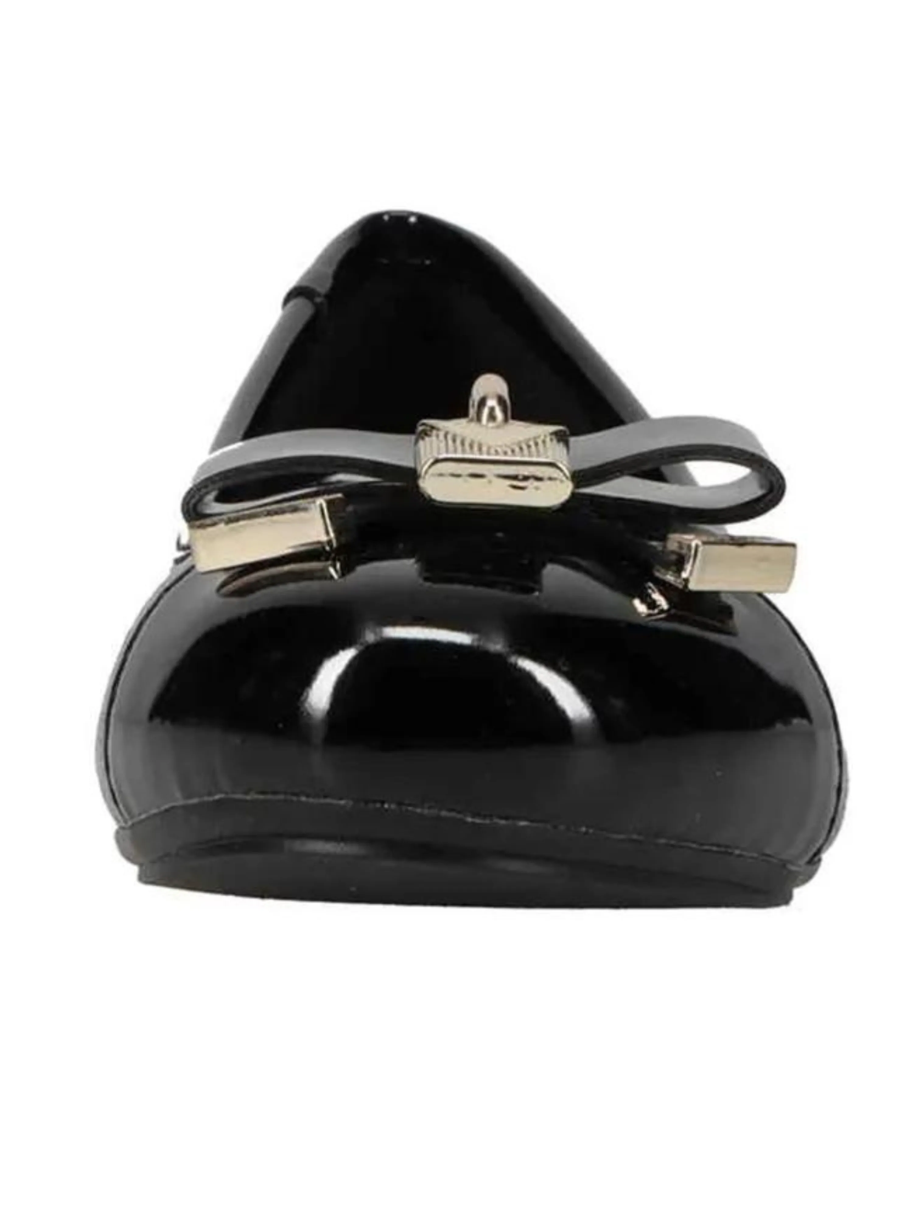 Michael Kors Logo Print Kenya Lock Ballet Shoes Black & Gold_MK100796C-039